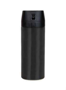Deodorant, silindirik siyah model beyaz arka planda izole edilmiş, sprey, şişe