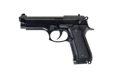 Starter 9mm Siyah Tabanca Beyaz Arkaplanda İzole Edildi