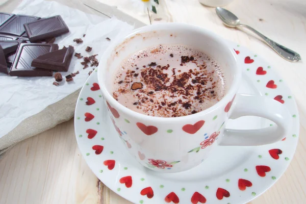 加牛奶和巧克力的热可可饮料 — 图库照片