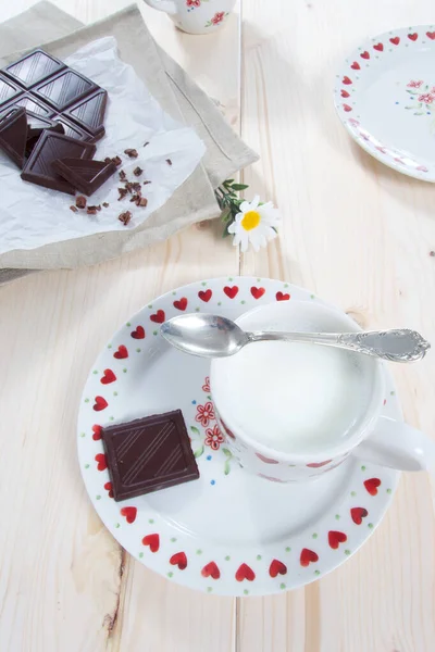 Varm Söt Kakaodryck Med Mjölk Och Choklad — Stockfoto