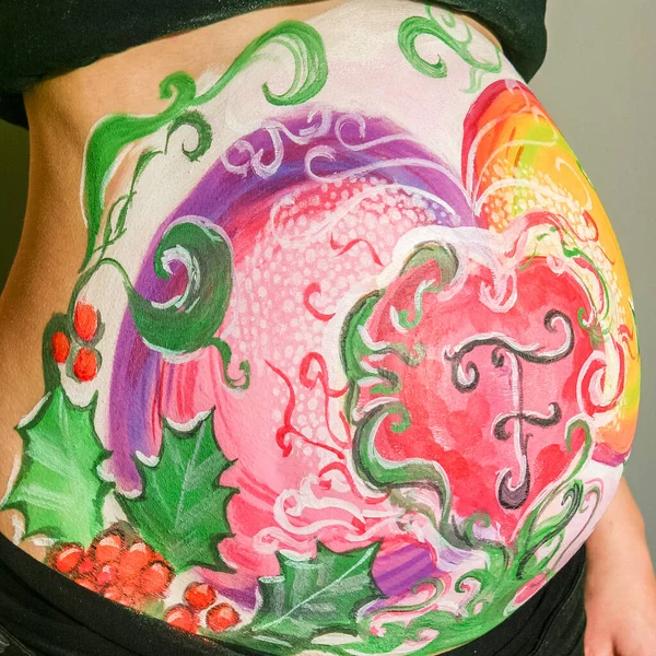 stock image Maternity  concept. Pregnancy photo, body painting.