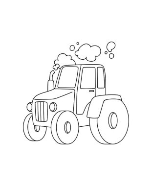 Traktör Renklendirme Sayfa Taşımacılığı teması yazdırmak için basit siyah beyaz çizim.