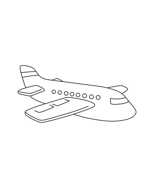 Avião Passageiros Colorir Página Tema Transporte Simples Desenho Preto Branco —  Vetores de Stock