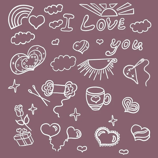 valentine\'s day, hearts, gifts, knitting, cup with the image of a heart, doodles, hedgehog, clouds, sun, heart-shaped box, darning heart needle, balloons hearts, invitation, website, banner, flyer pattern, seamless, illustration, love,