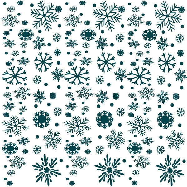 Snö Jul Snöflinga Vinter Mönster Vektor Sömlös Snöflingor Kyla Dekoration — Stockfoto