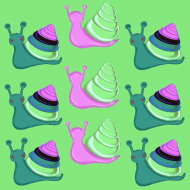   snail,clam,shell,light green,pink,blue,beautiful snail,baby snail