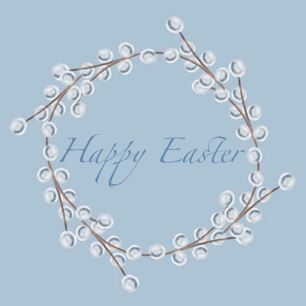 Frohe Ostern Frohe Feiertage Frühlingsfest Religion Wiedergeburt Zweige Mit Blühenden — Stockfoto