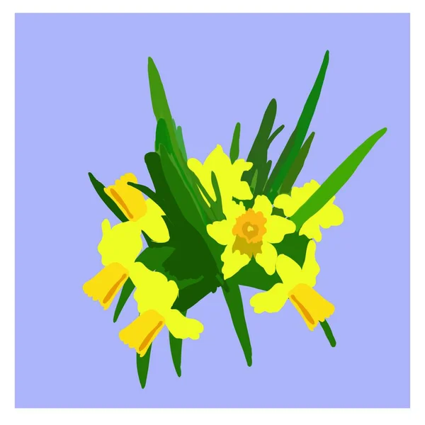 Narcissen Lentebloem Gele Lentebloem Met Groene Bladeren Lente Schoonheid Bloemsierkunst — Stockfoto