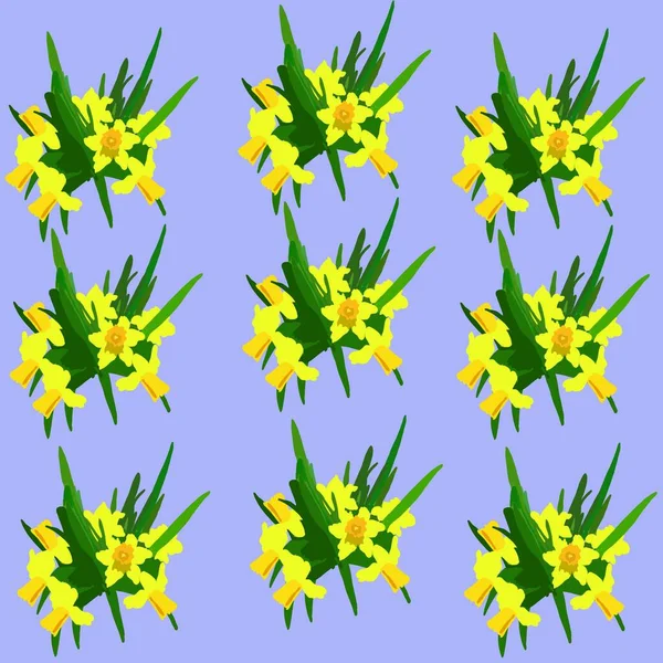 Narciso Flor Primavera Flor Primavera Amarilla Con Hojas Verdes Primavera — Foto de Stock
