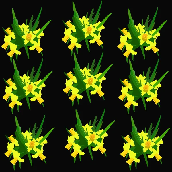 Narciso Flor Primavera Flor Primavera Amarela Com Folhas Verdes Primavera — Fotografia de Stock