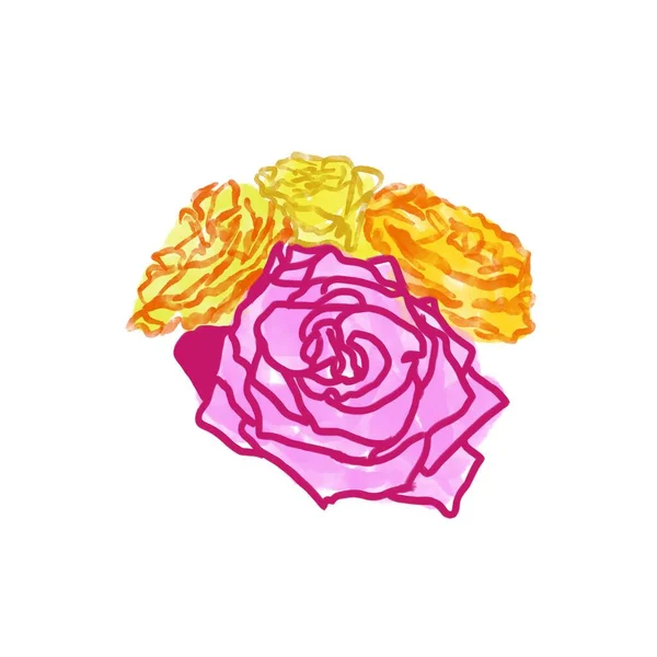 Patrón Sin Costuras Con Flores Marco Rosas Anaranjadas Amarillas Rosadas — Foto de Stock