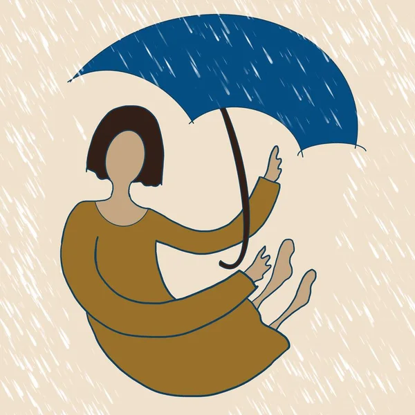 Una Imagen Una Figura Sosteniendo Paraguas Con Lluvia Torrencial —  Fotos de Stock