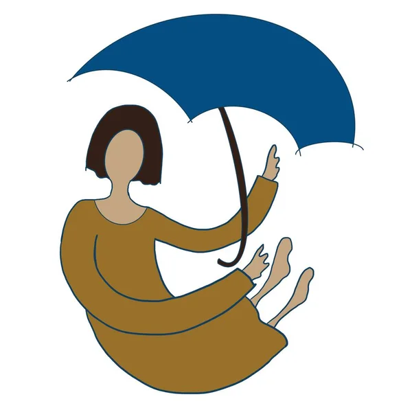 Bardaktan Boşanırcasına Yağmur Yağan Bir Şemsiye Tutan Bir Figür — Stok fotoğraf