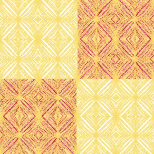 熱帯の葉の民族モチーフ黄色の赤いベネチアのパターン — ストック写真