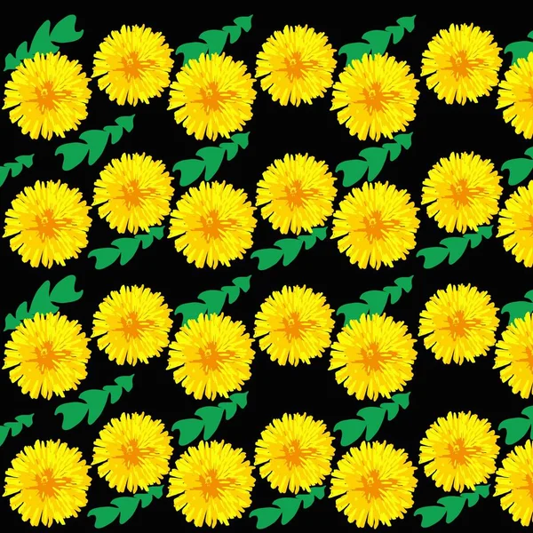 Квітка Весняні Кульбаби Жовтого Кольору Зеленим Листям — стокове фото