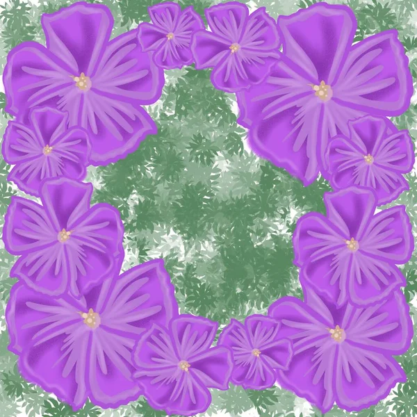 꽃무늬 디자인 나뭇잎 바다없는 보라색 — 스톡 사진