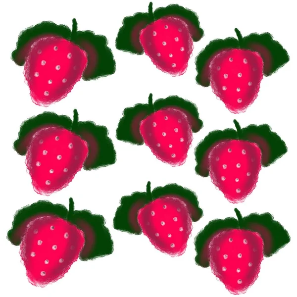 Aardbeien Fruit Bessen Voedsel Rood Frambozen Zoet Rijp Geïsoleerd Kers — Stockfoto