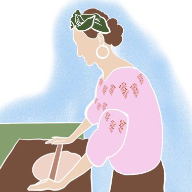 Aşçı kadın, çizgi film, vektör, illüstrasyon, yemek, çocuk, mutfak, aşçı, pasta, diyet, ev hanımı, aşçı