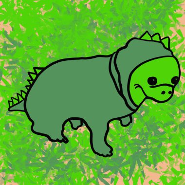 Hayvanlarla ejderha geçmişi olan kusursuz desen dinozor, kertenkele, yılan, yeşil, yapraklar, antika, bitki örtüsü.