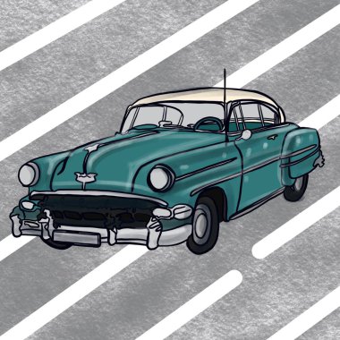 Retro araba, zümrüt, yeşil retro araba, antika araba, şık klasik araba.