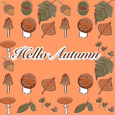   Klasik, illüstrasyon, çizim, çizim, noel, el çizimi, set, cadılar bayramı, ağaç, sanat, ikon, yemek yaprakları kestane palamudu