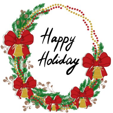   Noel, çerçeve, kart, dekorasyon, çelenk, çiçek, tatil, vektör, xmas, tasarım, illüstrasyon, ağaç, sınır, selamlama, kutlama, çobanpüskülü