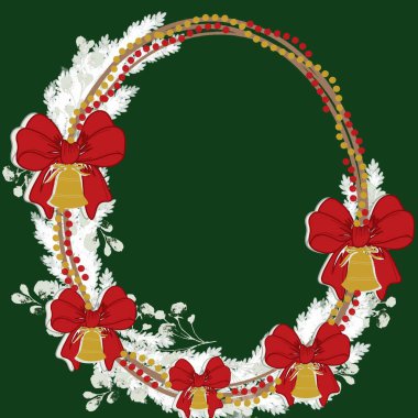   Noel, çerçeve, kart, dekorasyon, çelenk, çiçek, tatil, vektör, xmas, tasarım, illüstrasyon, ağaç, sınır, selamlama, kutlama, çobanpüskülü