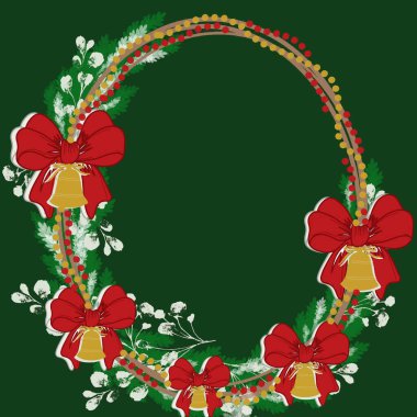   Noel, çerçeve, kart, dekorasyon, çelenk, çiçek, tatil, vektör, xmas, tasarım, illüstrasyon, ağaç, sınır, selamlama, kutlama, çobanpüskülü