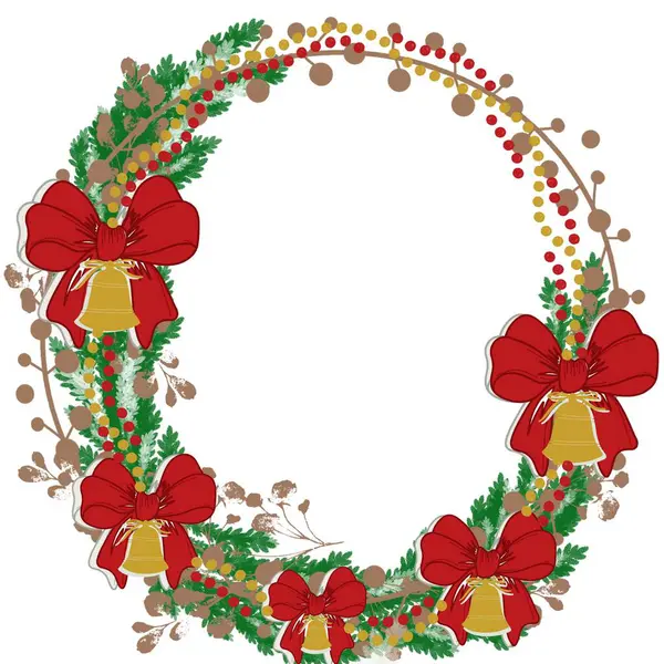   Noel, çerçeve, kart, dekorasyon, çelenk, çiçek, tatil, vektör, xmas, tasarım, illüstrasyon, ağaç, sınır, selamlama, kutlama, çobanpüskülü