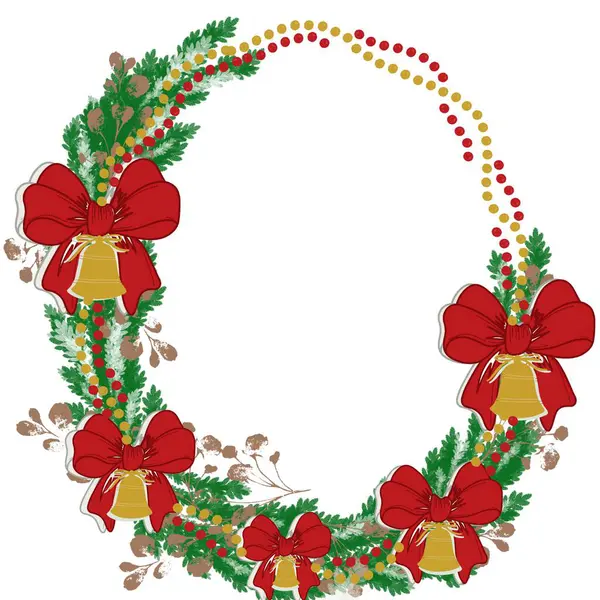   Noel, çerçeve, kart, dekorasyon, çelenk, çiçek, tatil, vektör, xmas, tasarım, illüstrasyon, ağaç, sınır, selamlama, kutlama, çobanpüskülü