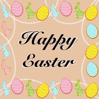 Tavşan Paskalyası, yumurta, tatil, yumurta, vektör, desen, dekorasyon, bahar, set, kutlama, sembol, illüstrasyon, tasarım, çiçek