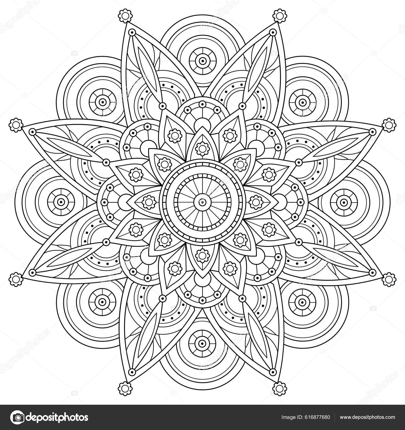 Desenho de mandala para colorir adulto