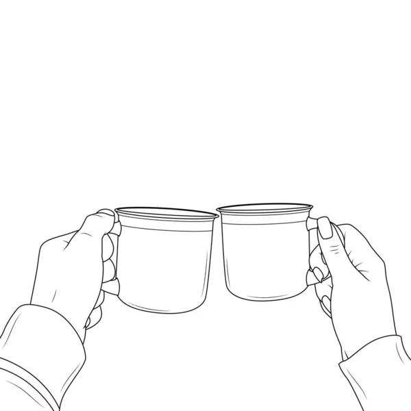 Cups Händerna Målarbok Antistress För Barn Och Vuxna Illustration Isolerad — Stock vektor