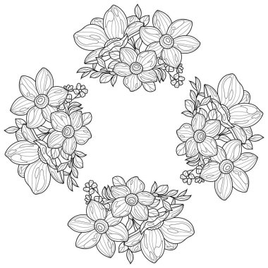 Çiçekler. Çocuklar ve yetişkinler için boyama kitabı antistresi. Resimler beyaz arka planda izole edildi. Zen-karmaşası tarzı. El çizimi