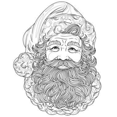 Noel Baba. Çocuklar ve yetişkinler için boyama kitabı antistresi.