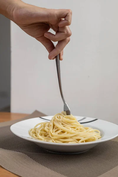 Detalles Comida Italiana Espaguetis Carne Como Guarnición Decoración Vida Doméstica —  Fotos de Stock