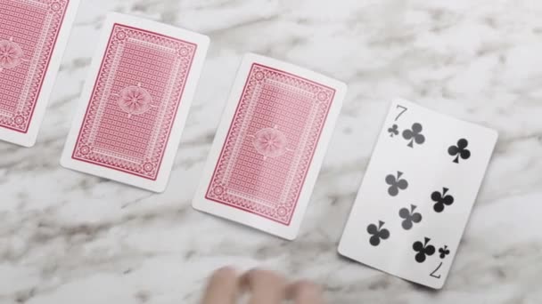 Jogar Cartas Mostrando Símbolo Número Suas Cartas Hobbies Atividades Lazer — Vídeo de Stock
