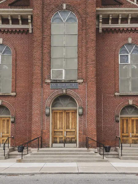 Historyczne Najświętsze Serce Rzymskokatolicki Kościół Detroit Michigan Kwietnia 2024 Obraz Stockowy