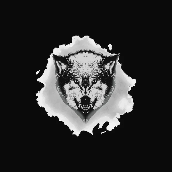 Wolf Een Rokerige Wolk Weergave Zwarte Achtergrond — Stockfoto