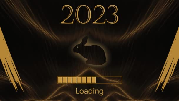 2023 Год Черного Кролика Золотые Волны Анимация — стоковое видео