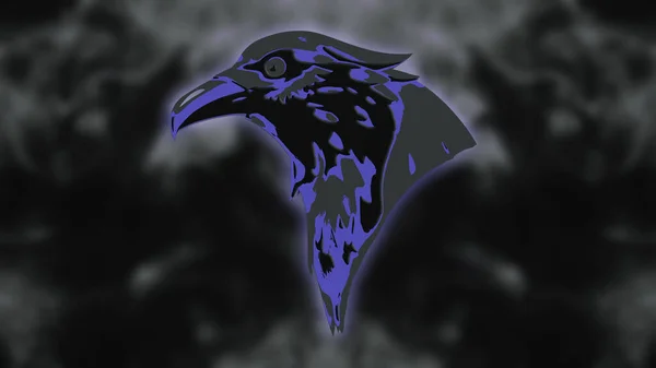 Stylized Raven Dark Background Rendering — Stock Photo, Image