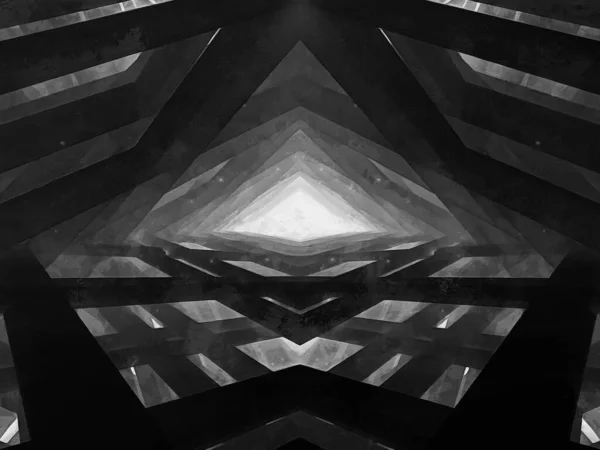 Futuristic Black Tunnel Monochrome Background —  Fotos de Stock