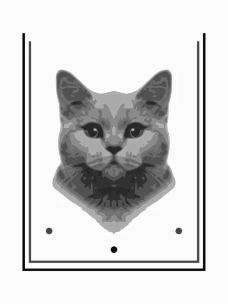Gray Cat Head Geometric Lines Rendering Illustration Use Print Logo — Stok fotoğraf