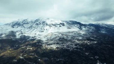 View of the snow-capped mountains of Greece