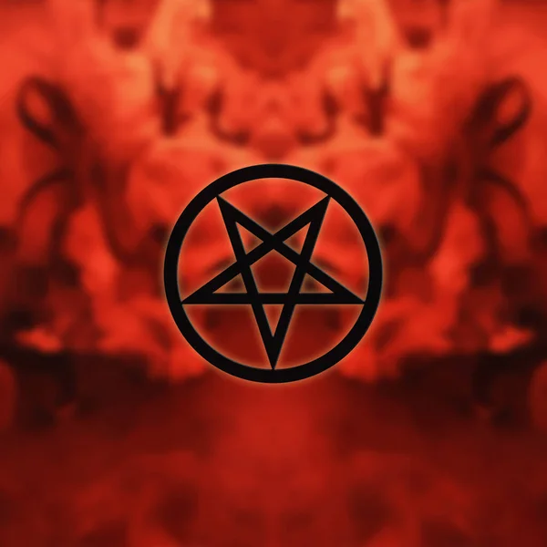 Pentagram Blurred Red Background — Stockfoto