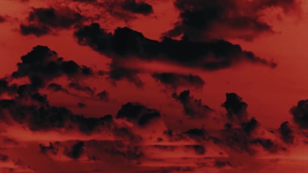 Nuvens Escuras Contra Céu Vermelho Lapso Tempo Atmosfera Apocalíptica — Vídeo de Stock