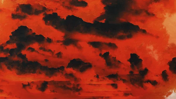 Тёмные Облака Против Красного Неба — стоковое фото