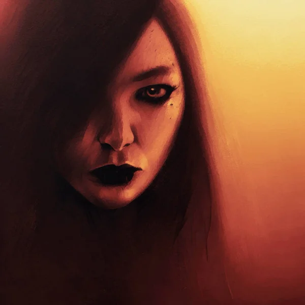 Portrait Mystical Girl Close Dark Fantasy — Stock Fotó