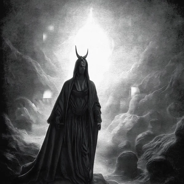 Demon Dark Cloak Background Flash Light — стоковое фото