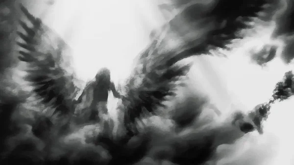 Angel Lucifer Heaven Black Clouds Mystical Atmosphere — 图库照片